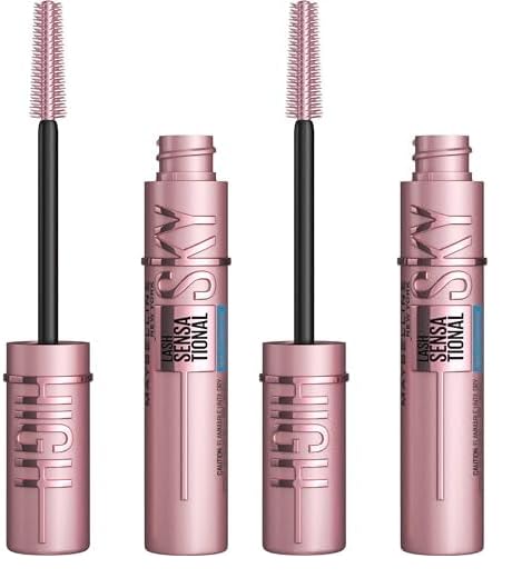 Maybelline Lash Sensational Sky High Waterproof Mascara Makeup, Volumizing, Lengthening, Defining, Curling, Multiplying, Buildable Formula, Brownish Black, 1 Count (Pack of 2)