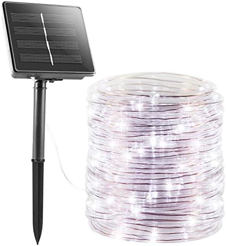 Solar Rope String Lights Outdoor 72Ft 200 Led Waterproof Solar Powered Fairy Lights with 8 Lighting Modes, Copper Wire PVC Tube Lights for Garden Wedding Christmas Party DIY Decor(Pure White, 1 Pack)