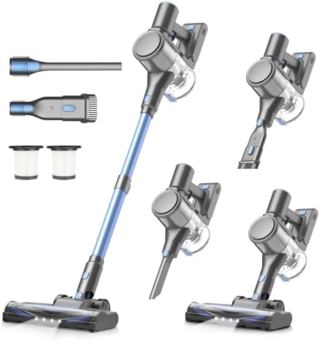 Zefiro Cordless Vacuum Cleaner for Home,450W /40Kpa 50Mins Stick Vacuum,Anti-Tangle 1.5L Dust Cup, Rechargeable Wireless Handheld Vacuum for Pet Hair/Carpet/Floor,C10