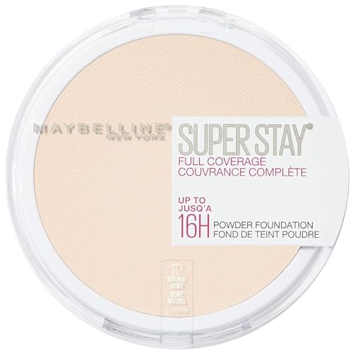 Maybelline Super Stay Full Coverage Powder Foundation Makeup, Up to 16 Hour Wear, Soft, Creamy Matte Foundation, Natural Ivory, 1 Count