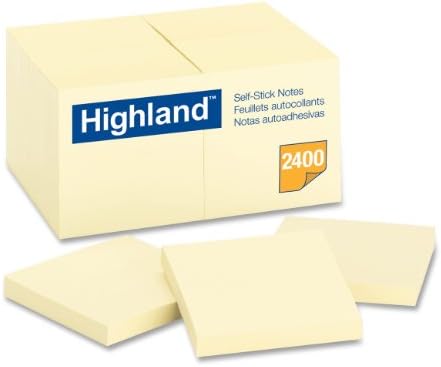 Highland Sticky Notes, 3 x 3 Inches, Yellow, 24 Pack (6549-24)