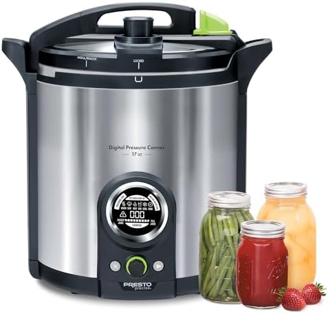 Presto 02152 17-Quart Digital Pressure Canner - Digital Display, Waterbath Capable, 10 Built-In Safety Features, Recipe Book, Stainless Steel