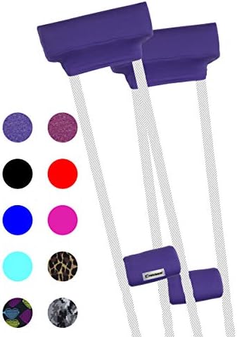 Crutcheze Premium USA Made Crutch Pad and Hand Grip Covers | Comfortable Underarm Padding Washable Breathable Moisture Wicking Odor Reducing- Accessories for Adult & Youth Crutches (Purple)