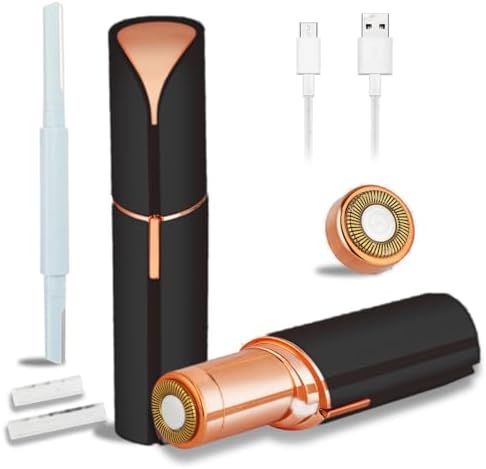 Facial Hair Removal for Women Men,2024 Electric Painless Hair Removal Device Included 2 x Replacement Heads (Gold)
