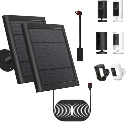 Solar Panel Outdoor for Ring Cameras With 10ft/3m Cable, 2-Pack, Compatible With Spotlight Cam Plus/Pro, Ring Stick Up Cam/Pro Battery, Spotlight Battery
