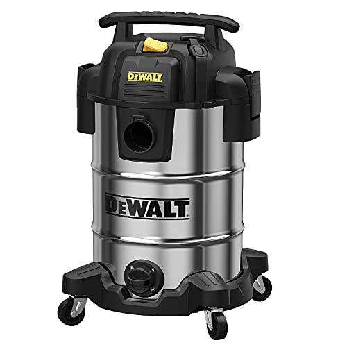 DEWALT DXV08S 8 Gallon Wet/Dry Vacuum, 4 Peak HP Shop Vacuum, Stainless Steel Tank, Silver