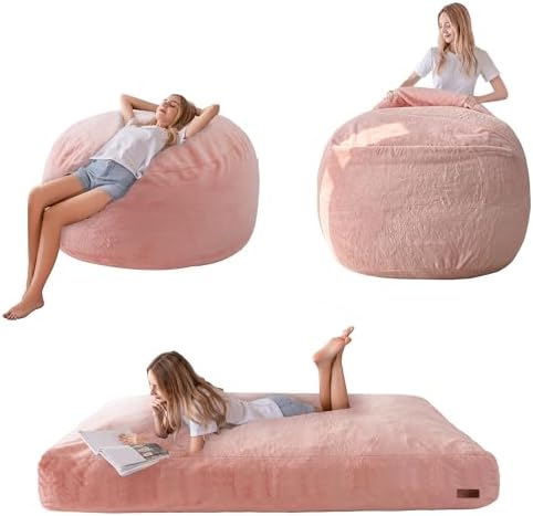 MAXYOYO Giant Bean Bag Chair Bed for Adults, Convertible Beanbag Folds from Lazy Chair to Floor Mattress Bed, Large Floor Sofa Couch, Big Sofa Bed, High-Density Foam Filling, Machine Washable