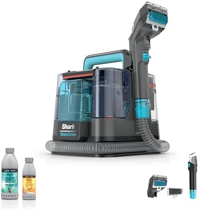 Shark StainStriker Portable Carpet & Upholstery Cleaner w/on board self cleaning - Spot, Stain, & Odor Eliminator, Includes 2 Cleaning Tools & 2 Cleaning Solutions, Charcoal, PX221BRN