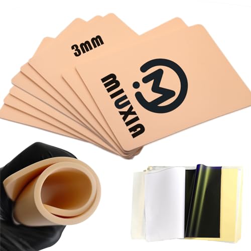 18Pcs 3MM Tattoo Skin Practice Kit Includes 8Pcs Fake Skin and 10Pcs Tracing Paper Double Sided Thick Skin Tattoo Stencil Paper Supplies Kit