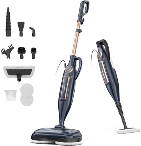 DEVOAC VM6 Scrubbing Steam Mop with Rotating Mop Pads, 10 in 1 Steam Mop, Lightweight Spin Mop & 3 Steam Modes for Hard Floor Laminate Marble Floors