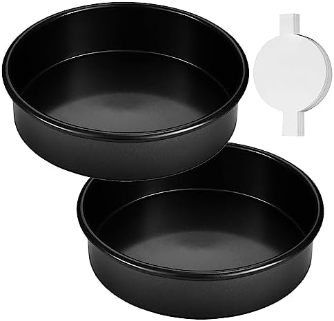 RFAQK 9-Inch Round Cakes Pan Set of 2 with 40 Pieces Parchment Paper Rounds, Nonstick Baking Cake Pans Sets for Baking