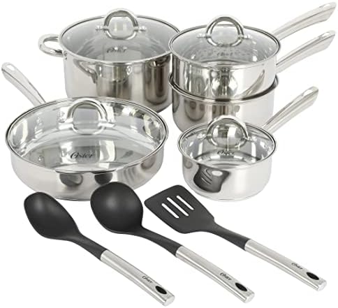 Oster Sangerfield 12 Piece Stainless Steel Cookware Set W/ Kitchen Tools
