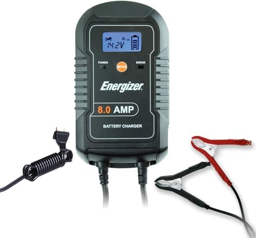 ENERGIZER 8-Amp 6V/12V Auto Charger, 9-Step Smart Battery Maintainer, Trickle Charger w/ LCD Display