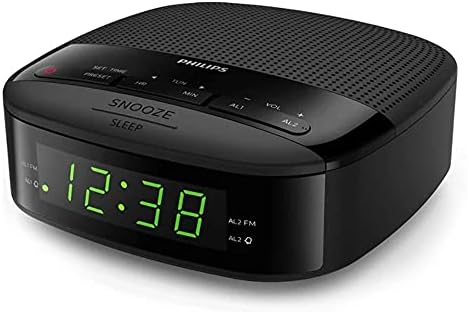 Philips Alarm Clocks Radio for Bedrooms, LED Display, Easy Snooze, Sleep Timer, Alarm Clock Radio w/Battery Backup Bedroom Clock