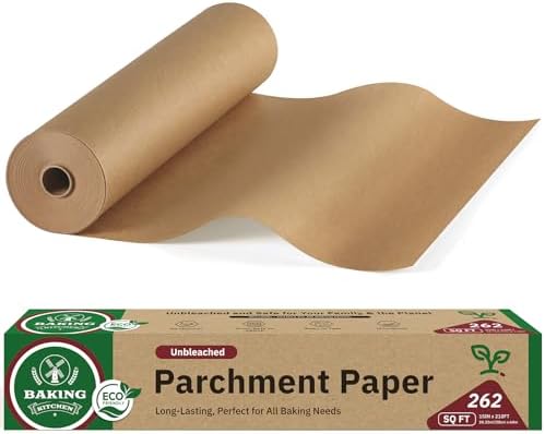 Unbleached 15in x 210ft Parchment Paper Roll for Baking- 262 Sq.Ft with Built-in Metal Cutter, Non-Stick & 450°F Safe for Baking,Cooking, Air Fryer, Grilling, Meal Prep