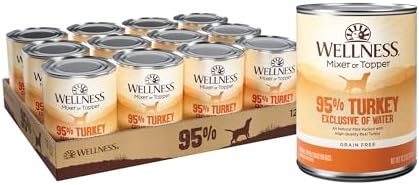 Wellness 95% Turkey Natural Wet Grain Free Canned Dog Food, 13.2-Ounce Can (Pack of 12)