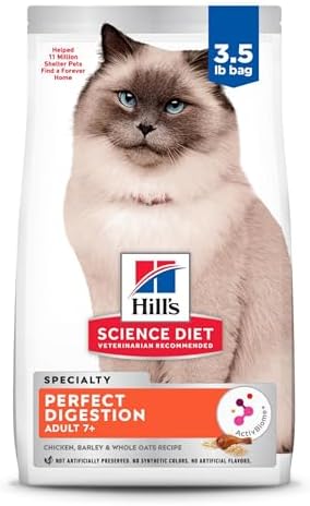 Hill's Science Diet Perfect Digestion, Senior Adult 7+, Digestive Support, Dry Cat Food, Chicken, Barley, & Whole Oats, 3.5 lb Bag