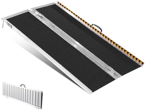 VEVOR Portable Wheelchair Ramp 5FT, Non-Slip Aluminum Folding Handicap Ramp, Door Threshold Ramps for Wheelchair for Home,Wheel Chair Ramp Steps, Cars, Scooter, Cart, Curbs, Stairs