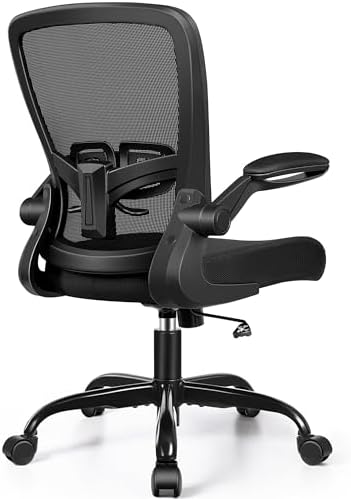 FelixKing Office Chair - Ergonomic Desk Chair with Adjustable Height, 360° Swivel, Flip-up Armrests, Flexible Tilt, Comfy Breathable Cushion and Fabric, Lumbar Support, for Home Conference Room Office