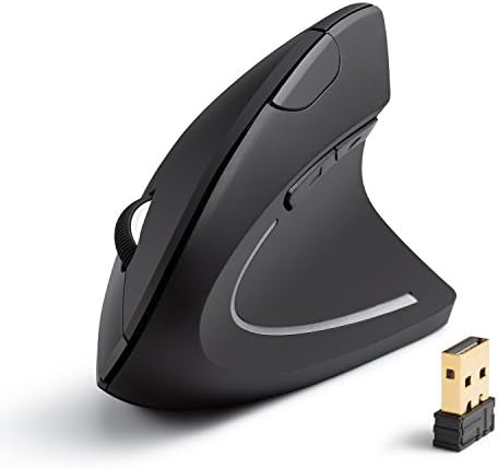 Anker 2.4G Wireless Vertical Ergonomic Optical Mouse, 800/1200 /1600 DPI, 5 Buttons for Laptop, Desktop, PC, MacBook - Black (Renewed)