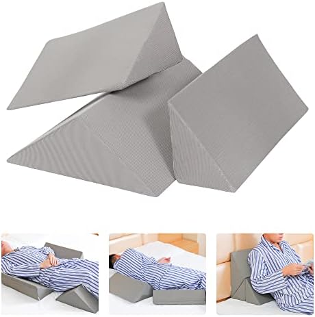 Fanwer Bed Wedges & Body Positioners (3 in 1), 40 Degree Wedges for Bed Positioning,Positioning Pillows for Elderly, Wedge Pillow for Bed Sores, Side Sleeping, After Surgery, Knees Elevated,Back Pain