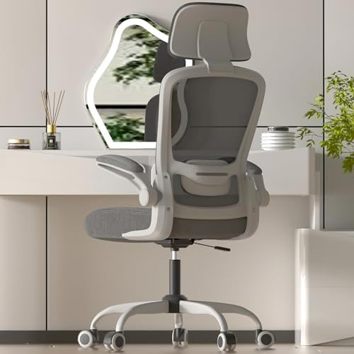 Mimoglad Office Chair, Comfy Desk Chair - High Back Ergonomic Computer Chair with Adjustable Lumbar Support & Headrest, Flip-up Armrests for Guitar Playing, Swivel Task Chair for Home Office
