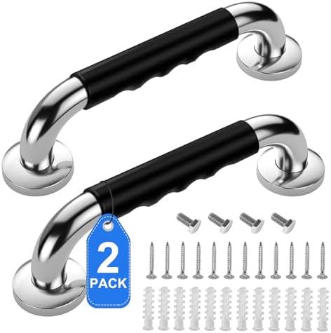 2 Pack 12 Inch Grab Bars for Bathtubs and Showers, Anti Slip Handicap Grab Bars for Shower, Safety Bath & Toilet Rail for Elderly Senior, Shower Handle Disability Assist Bathroom Handrail