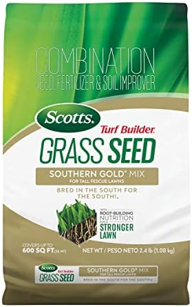Scotts Turf Builder Grass Seed Southern Gold Mix for Tall Fescue Lawns with Fertilizer and Soil Improver, 2.4 lbs.