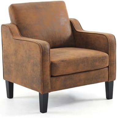 VINGLI Accent Chair for Living Room Chairs Rustic Reading Chair for Bedroom Scooped Arm Chair Mid Century Modern Accent Chairs Upholstered Comfy Chair for Apartment, Waiting Room
