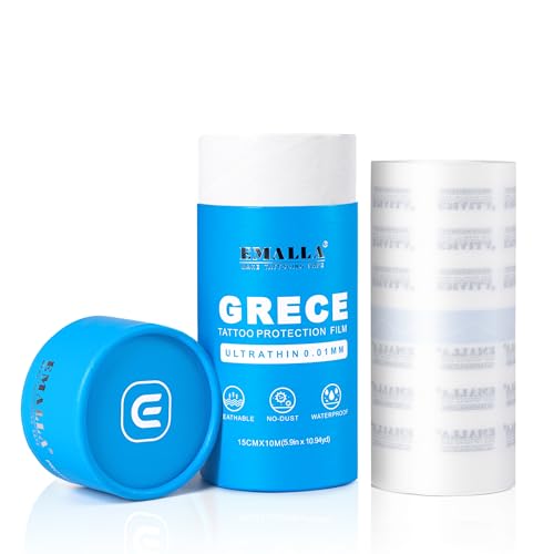Emalla GRECE Tattoo Aftercare Bandage, Waterproof Second Skin Tattoo Cover Up Tape Patch 6" x 11 Yards Roll Flexible Aftercare Bandage for Healing Skin 0.01mm Protection Film