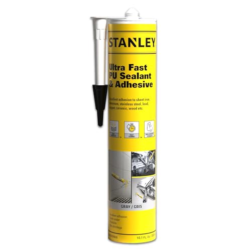 STANLEY Ultra Fast Curing Polyurethane Sealant - 1X10.1 oz., Gray, Automotive Seam Sealer, Construction and Automotive Sealant for Metal, Aluminum and Plastic, Paintable Seam Sealer |1 Pack