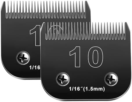 10 Blades Dog Grooming Blades Compatible with Andis/Oster A5/Wahl KM-10 Series Dog Clippers,Detachable Clipper Replacement Blade,Black,Size 10 Blade 1/16" (10#/2PCS)