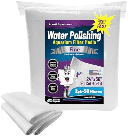 Aquatic Experts Aquarium Polishing Filter Pad, Water Polishing Pad for Aquarium Filters, Filter Floss for Fish Tank Filters, (50 Micron, 24" x 36" - 2 Pack)