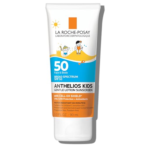 La Roche-Posay Anthelios Kids Gentle Lotion Sunscreen SPF 50, Broad Spectrum SPF + Antioxidants, Sunscreen For Kids, Octinoxate & Oxybenzone-Free, Pediatrician Tested, Non Comedogenic, Oil Free