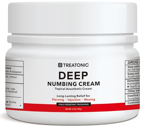 Deep Tattoo Numbing Cream: Maximum Strength Numbing Cream for Tattooing, Piercing, Waxing & Injections - Up to 6 Hours Extra Strength for Tattoos - (50g/1.7oz)