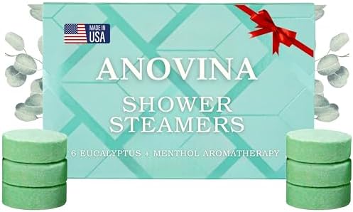 Anovina Eucalyptus & Menthol Shower Steamers β Aromatherapy Shower Tablets with Soothing Vapors β Made in USA β Shower Bomb Gift Set for Men & Women