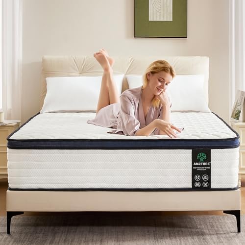 Queen Mattress 14 Inch Queen Size Mattresses - Memory Foam & Pocket Coils Springs, Pressure Relief, Medium Firm Comfort, Motion Isolation, Ideal for All Sleep Positions, CertiPUR-US Certified