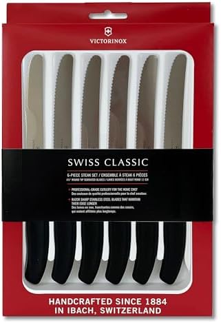 Victorinox 6.7833.6US1 sadf Swiss Classic 6-Piece Steak Knife Set, 4-1/2-Inch Serrated Blades with Round Tip, 4-Inch