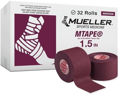 MUELLER Sports Medicine MTape Rolls Team Pack, Quality Athletic Tape, Easy to Tear for Fast & Effective Taping, 1.5" x 10 Yards Per Roll, 32 Rolls