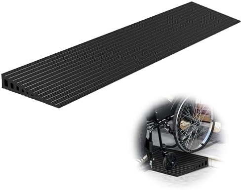 1.6" Rise Threshold Ramps for Doorways, 2000 Lbs Load Capacity, 35.5" Wide Natural Rubber Power Wheelchair Ramp is Adjustable and Cuttable for Doorways, Curb, Sweeper, Power Scooters, Bathroom