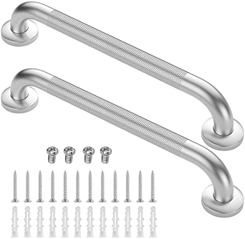 2 Pack 18 Inch Grab Bars for Bathtubs and Showers, Anti Slip Shower Grab Bars Stainless Steel Shower Handle Handicap Elderly Senior Assist Bathroom Saft Handle