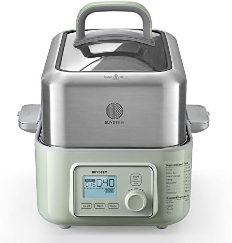 BUYDEEM G553 5-Quart Electric Food Steamer for 2-4 Servings, One Touch Vegetable Steamer for Cooking, Digital Multifunctional Steamer, Quick Steam, Stainless Steel Steamer Tray, No Stew Pots Included