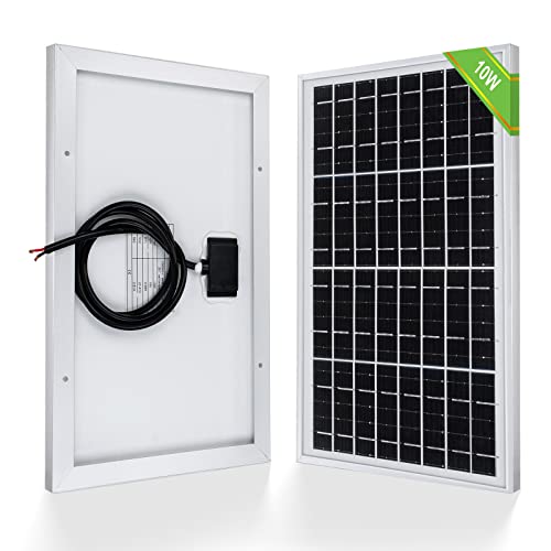 ECO-WORTHY 10W Solar Panel Battery Charger Portable for Charging 12V Battery or Vehicle Gate Opener,Electrical Fence Chicken Coop Lawn Tractor Boat