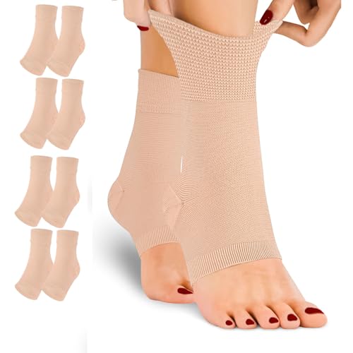 Ankle Brace Compression Sleeves Open Toe Compresion Socks for Women Men,Plantar Fasciitis Socks with Arch Support Nude L/XL