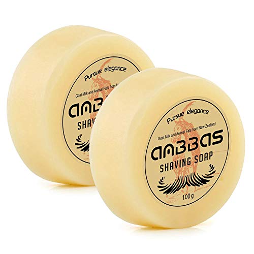 Anbbas Shaving Soap Goat Milk from New Zealand for Beard Barber Traditional Wet Shave (2pcs, 7 oz)