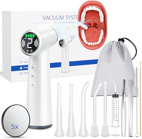 Tonsil Stone Remover Tool, Upgraded Electric Tonsil Stone Removal Kit - with Built-in LED Light & 6-Level Suction for Bad Breath Prevention, Oral Suction Device for Stone Removal