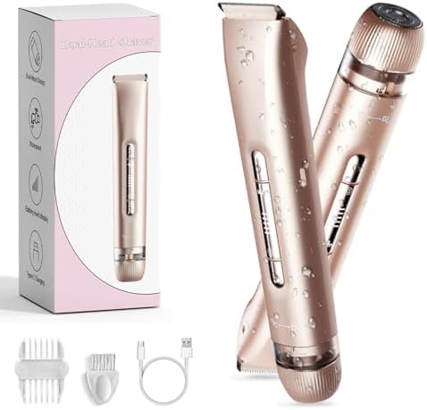 Dermave Bikini Shaver,Bikini Trimmer for Women,2025 Upgrade Dual Head Shaver Women,2 in 1 Wet & Dry Waterproof Electric Bikini Trimmer for Face, Body & Intimate Areas(Pink Rose)