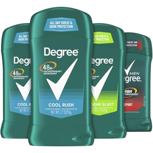 Degree Deodorant Men Value Pack - Degree Advanced Mens Deodorant Sticks with 72-Hour Antiperspirant Protection & Degree Extreme Blast and Sport with 48-Hour Protection, 2.7 Oz Ea (4 Piece Set)