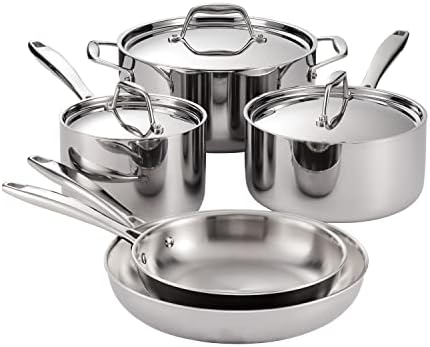 Tramontina Signature Tri-Ply Clad Stainless Steel 8-Piece Cookware Set with Lids, Pots and Pans Kitchen Set, Induction-Ready, Dishwasher-Safe, NSF-Certified, Made in Brazil