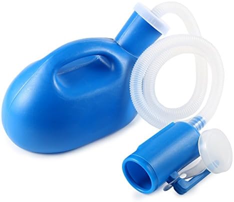 ONEDONE Urinals for Men - Portable Urinal for Men Spill Proof Nighttime Men's Urinal Bottle Male Pee Bottle Urine Bottle 68 OZ for Hospital Home Camping Car Travel 45" Long Hose with Lid (Blue)